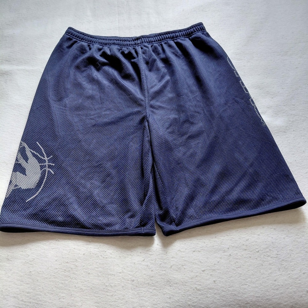 SHAQ Mens Large Navy Blue Mesh Basketball Shorts Polyester Athletic Activewear